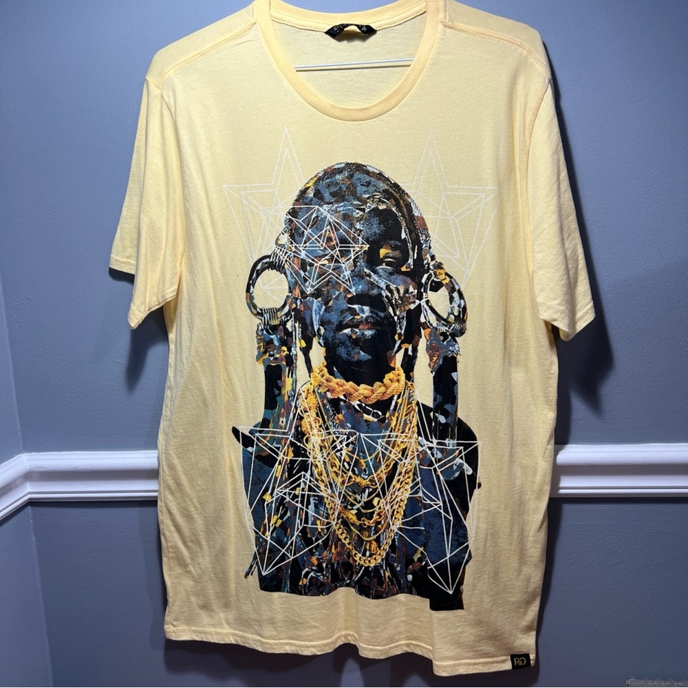 Rich Gang Graphic Tee Size XL Yellow Hustle Money